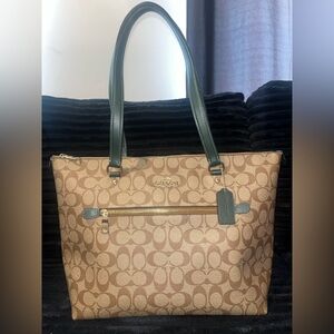 Coach Brown Signature Canvas Tote